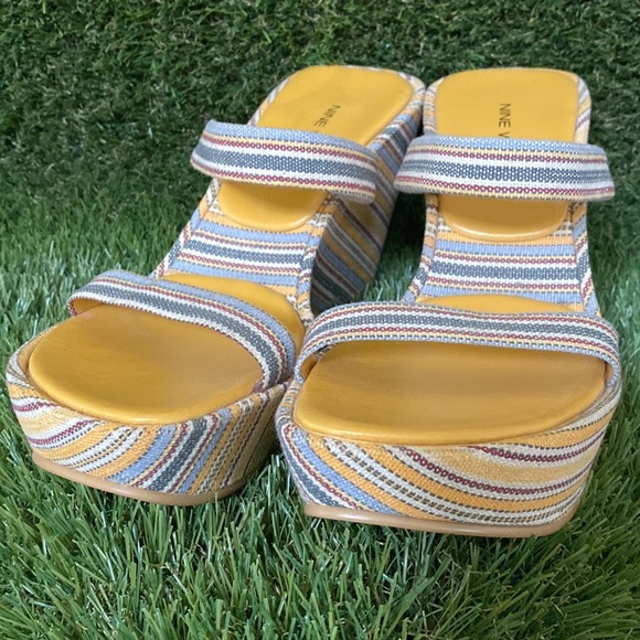 NINE WEST NEW Platform Wedge Sandals Size 8 1/2 M - Picture 2 of 16